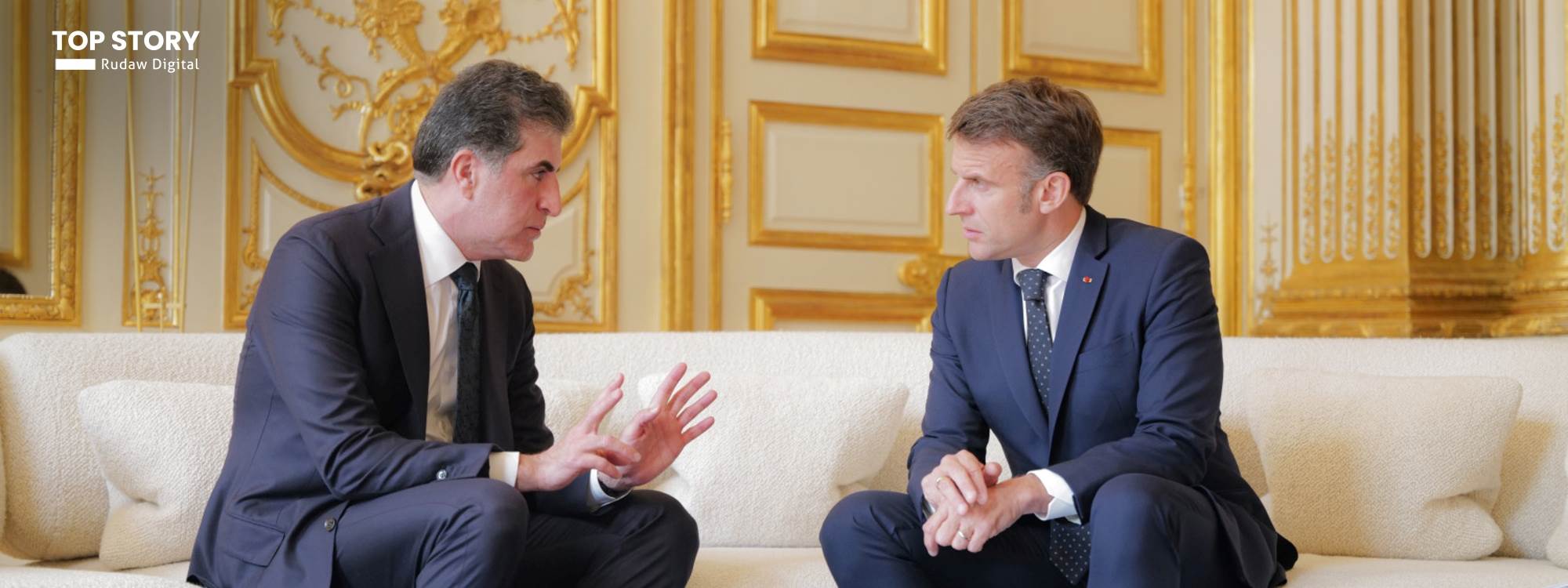 إيمانويل ماكرون باللغة الكوردية: أعربت لنيجيرفان بارزاني عن تعاطفي إزاء الهجمات
