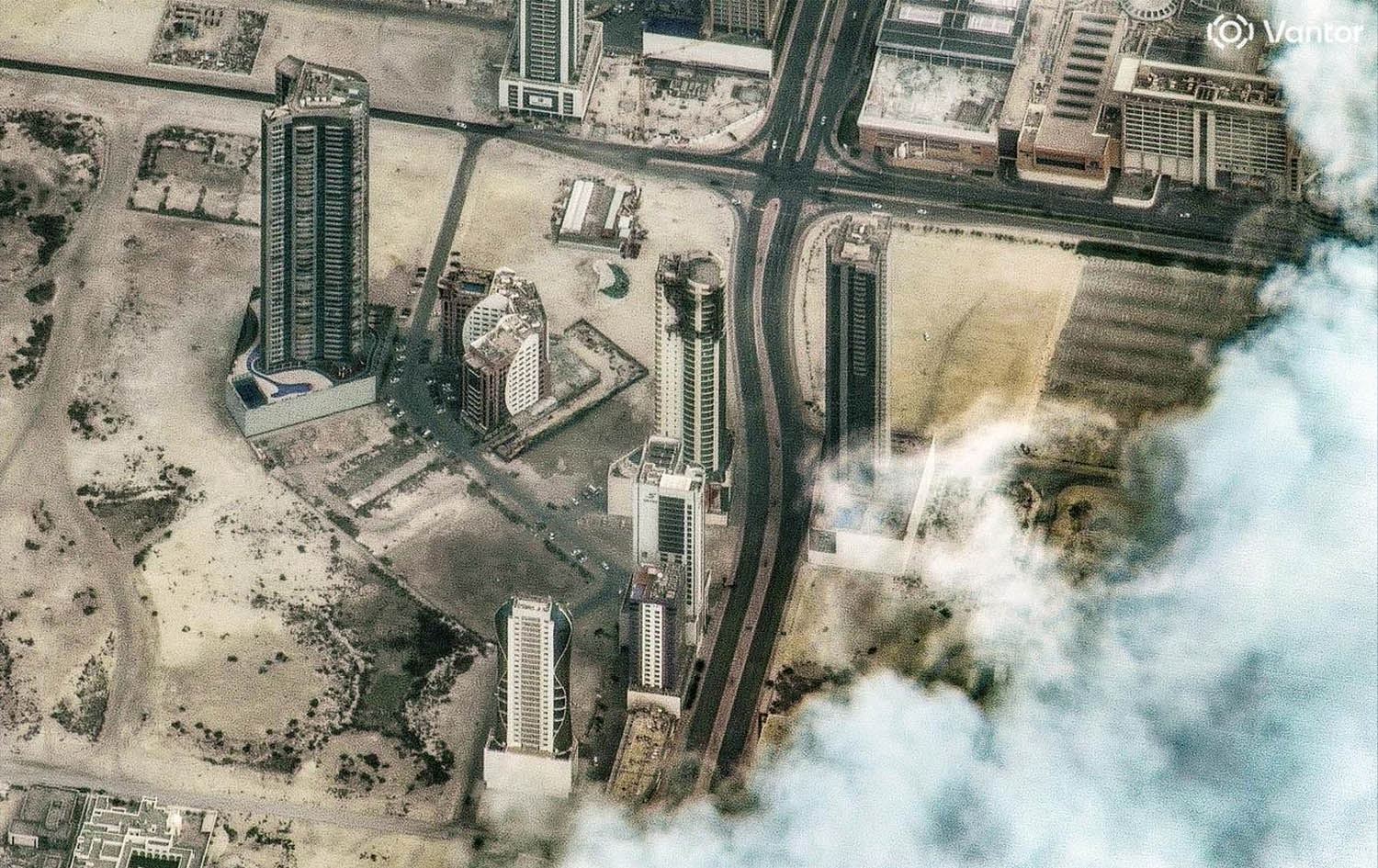 ناوچەیەکی مەنامەی بەحرێن دوای بەئامانجگرتنی لەلایەن ئێرانەوە. وێنە: AFP