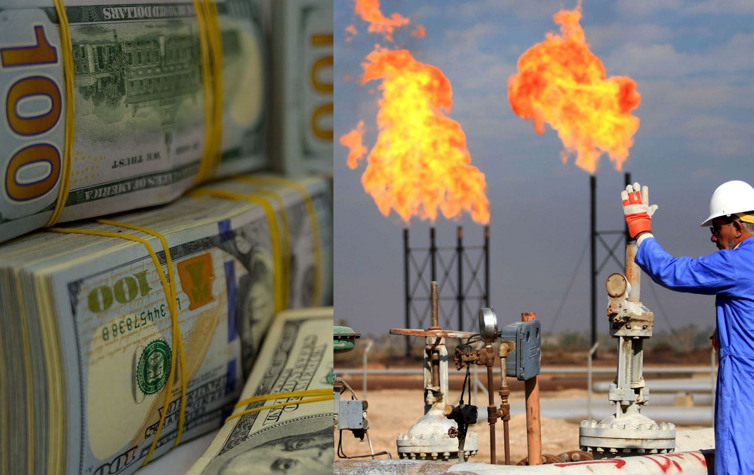 کێڵگەیەکی نەوت لە عێراق و دۆلاری ئەمریکی