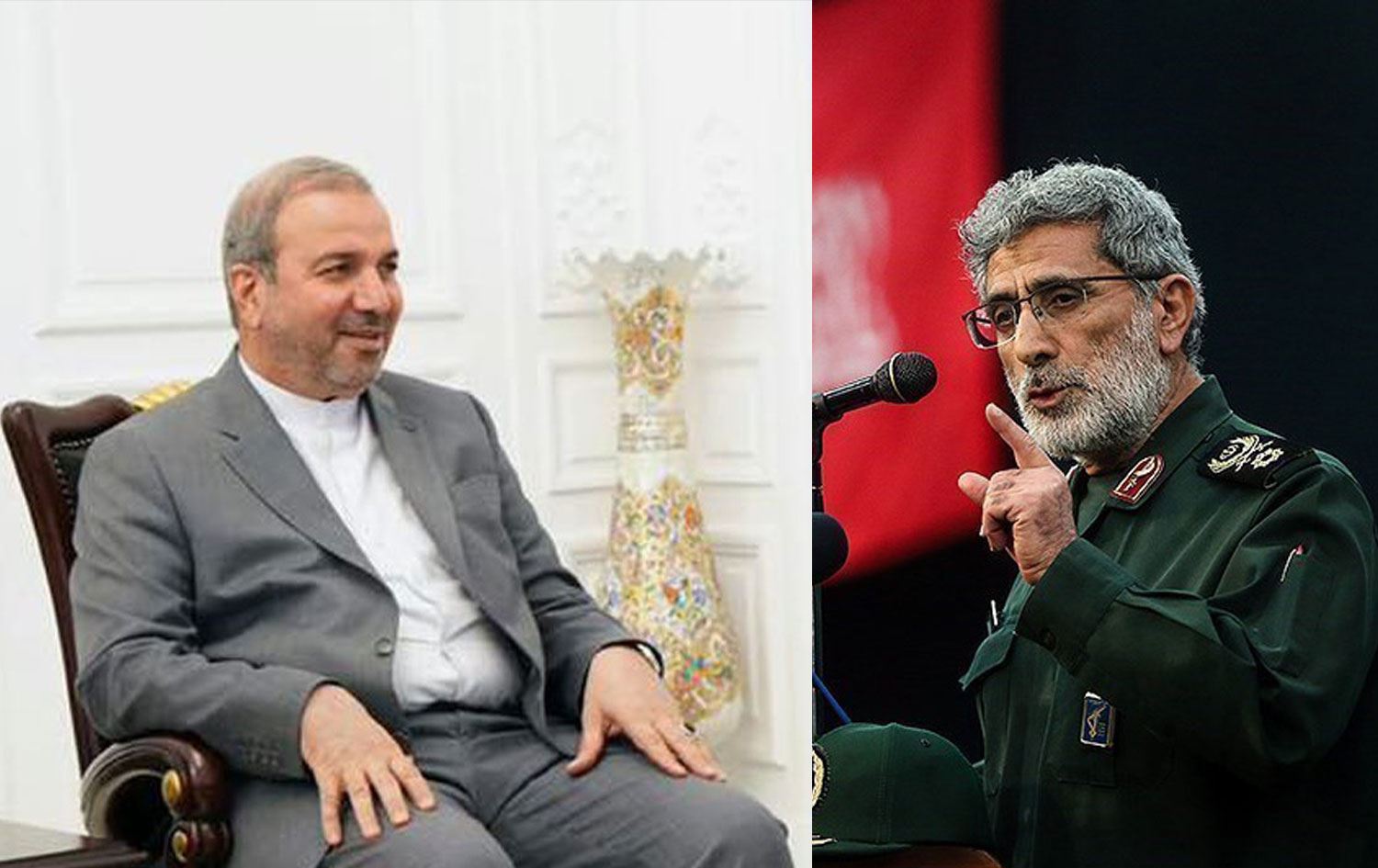 İran’ın Bağdat Büyükelçisi Muhammed Kazım Ali Sadık ve Kudüs Gücü Komutanı İsmail Kaani