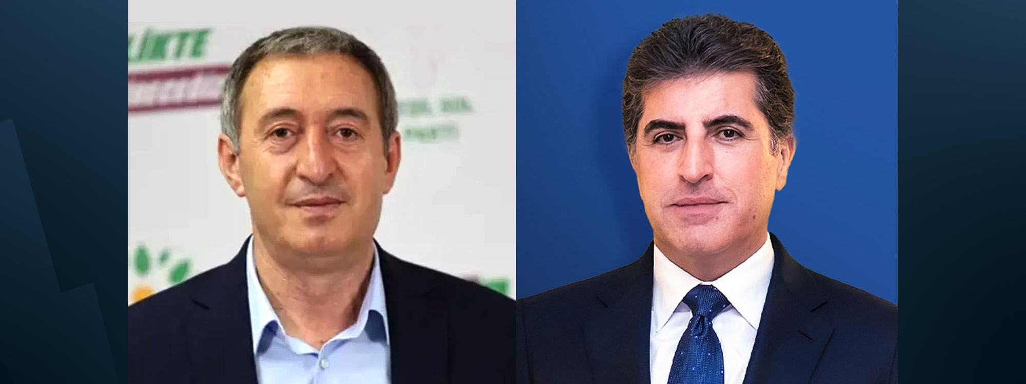 Kurdistan Region President Nechirvan Barzani (right) and DEM Party co-leader Tuncer Bakirhan (left). Photo: Kurdistan Region Presidency