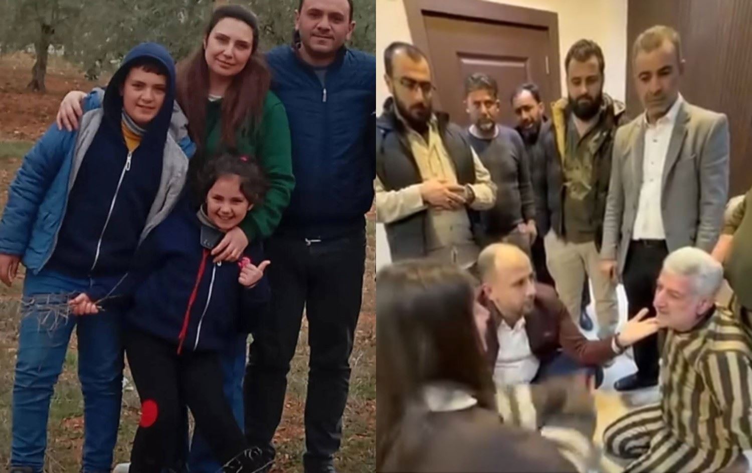 Solda katledilen Avukat Xelil Abdo ve ailesi-Sağda yakalanan katil zanlısı enişte ve aile bireyleri