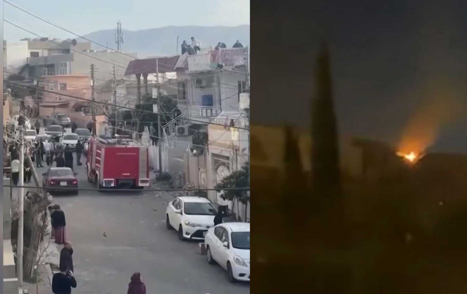 مشهد القصف صباحاً في السليمانية وأمس في أربيل