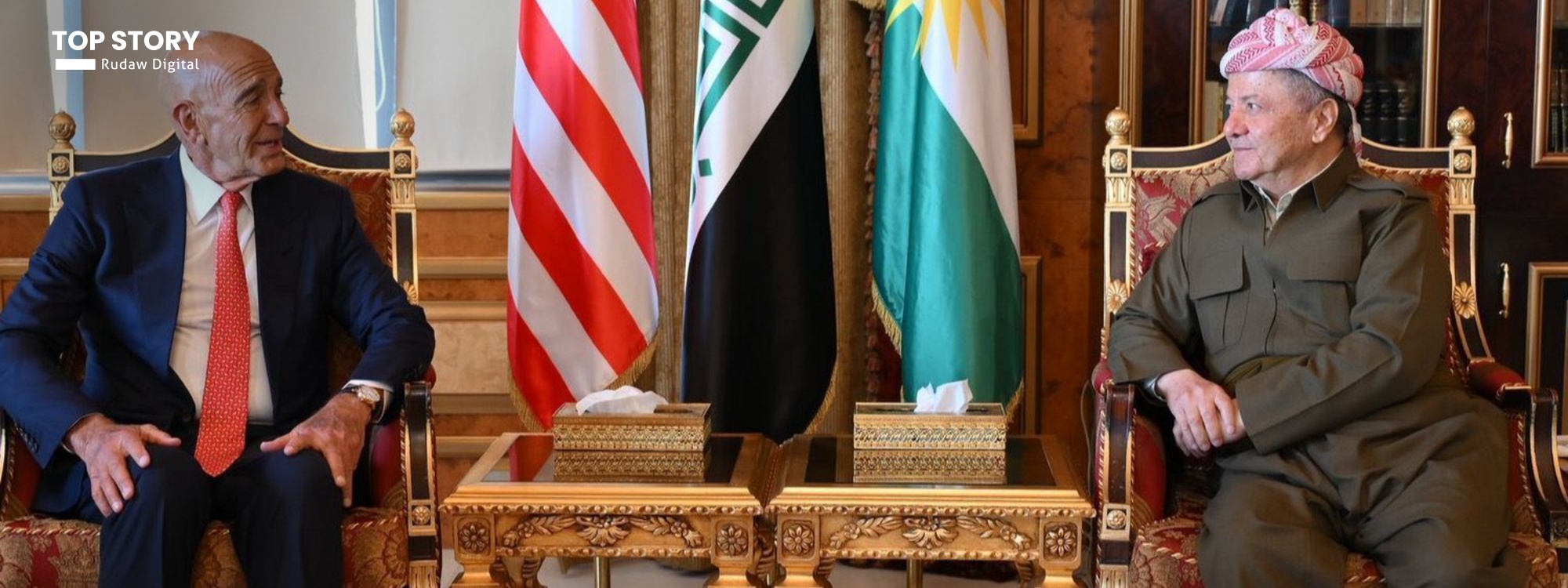 الرئيس بارزاني وتوم باراك يتفقان على تجنيب إقليم كوردستان والعراق تداعيات الحرب