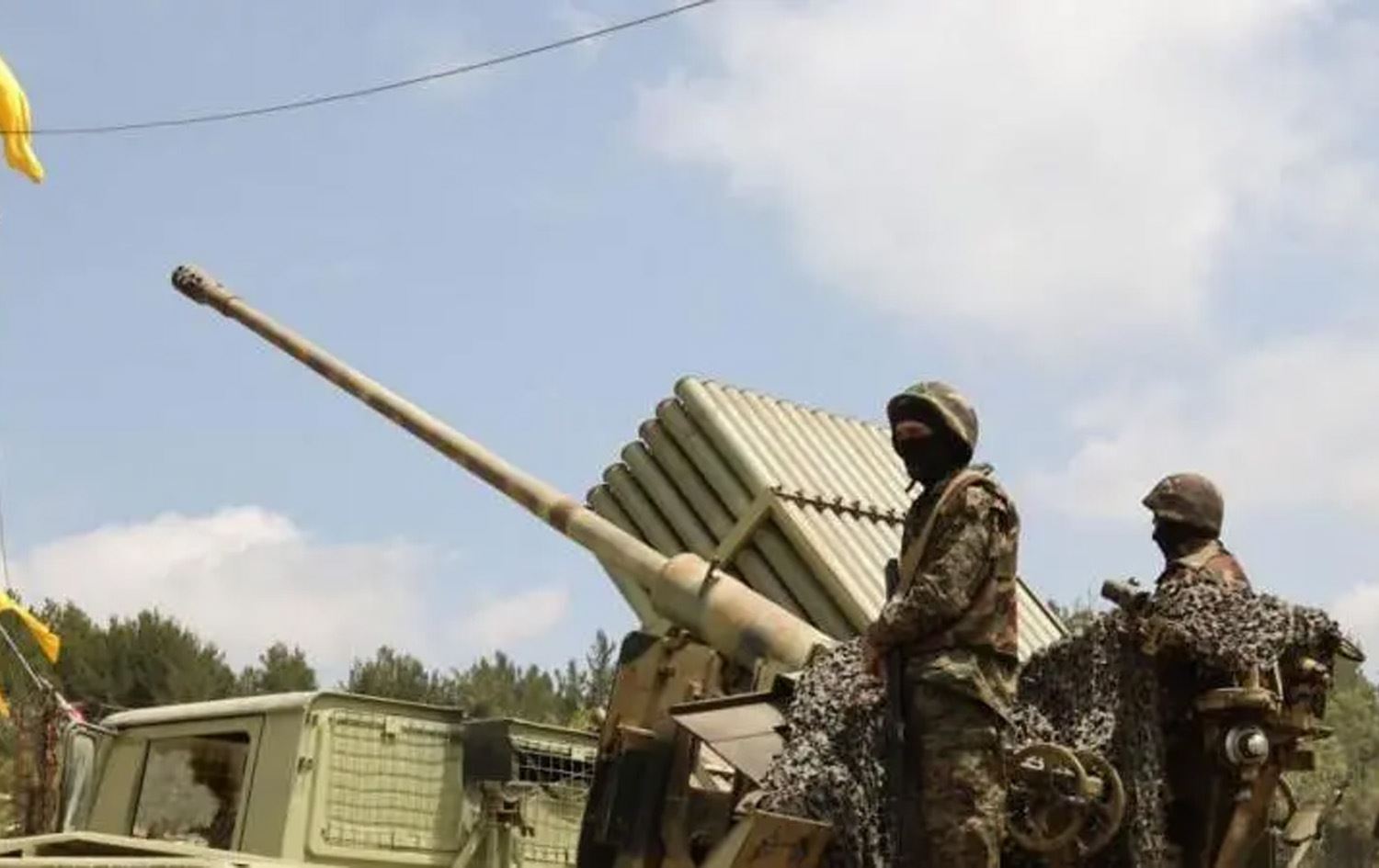 دوو چەکداری حیزبوڵڵای لوبنان. وێنە: Getty Images