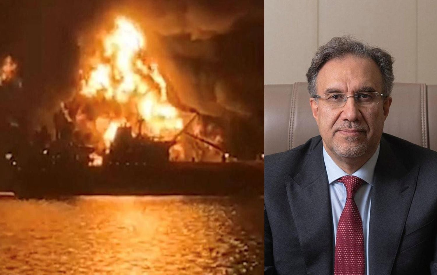 صورة لاستهداف ناقلة في المياه العراقية ولؤي الخطيب