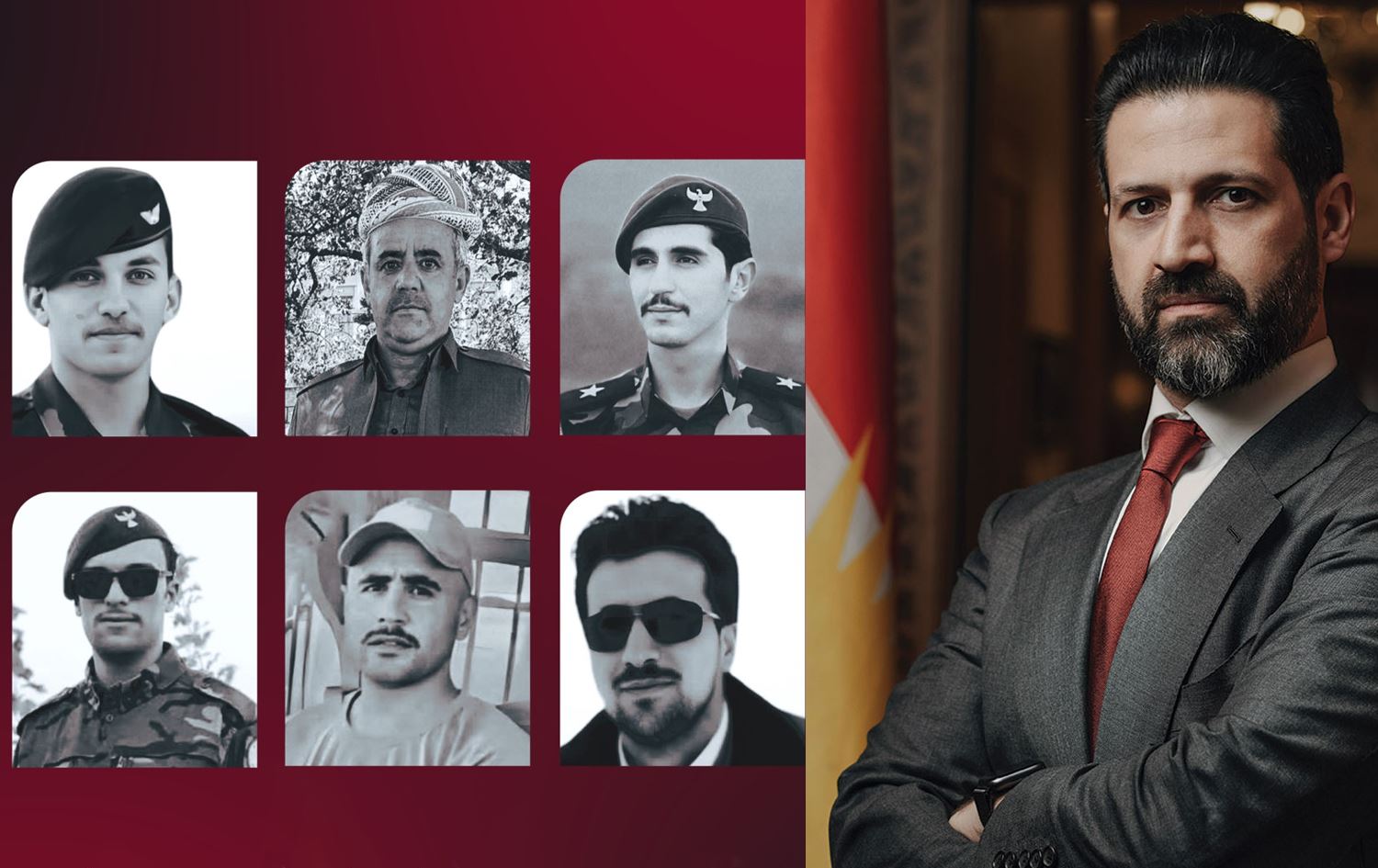 Pêşmergeyên şehîd ketine û Qubad Talebanî / Wêne: Rûdaw Grafîk