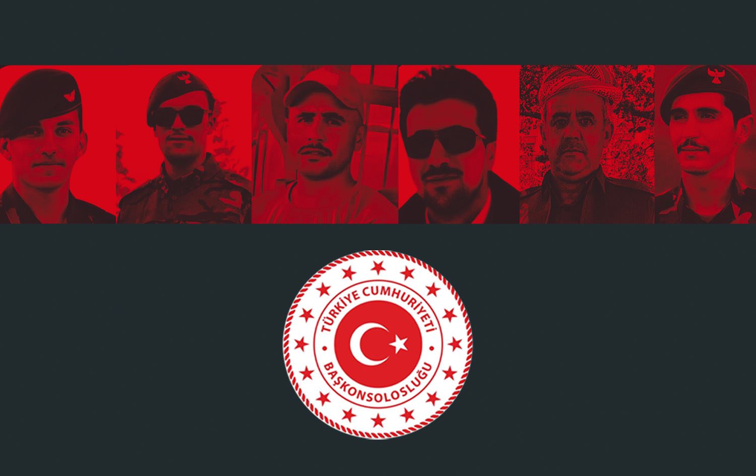 لۆگۆی کۆنسووڵخانەی تورکیا و وێنەی شەهیدان