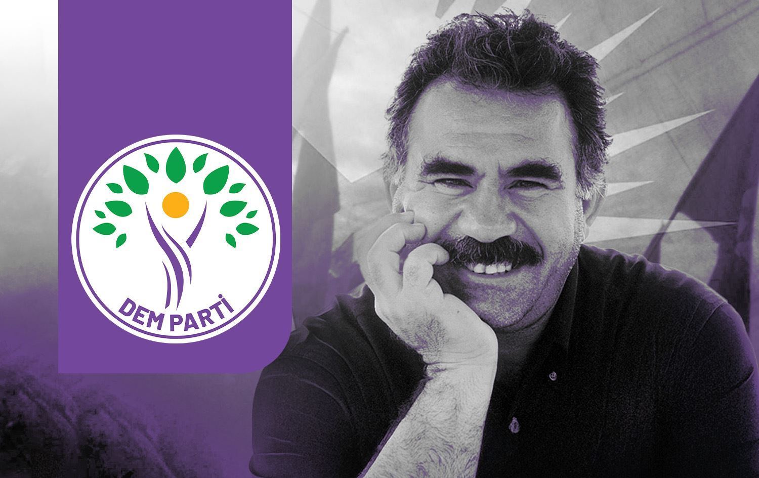 لۆگۆی دەم پارتی و وێنەی عەبدوڵڵا ئۆجەلان