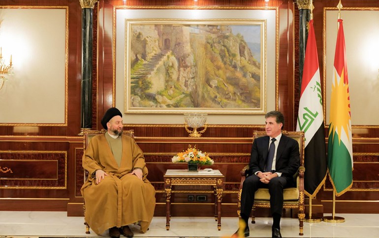 نێچیرڤان بارزانی، سەرۆکی هەرێمی کوردستان و عەممار حەکیم، سەرۆکی رەوتی حیکمەی نیشتمانی