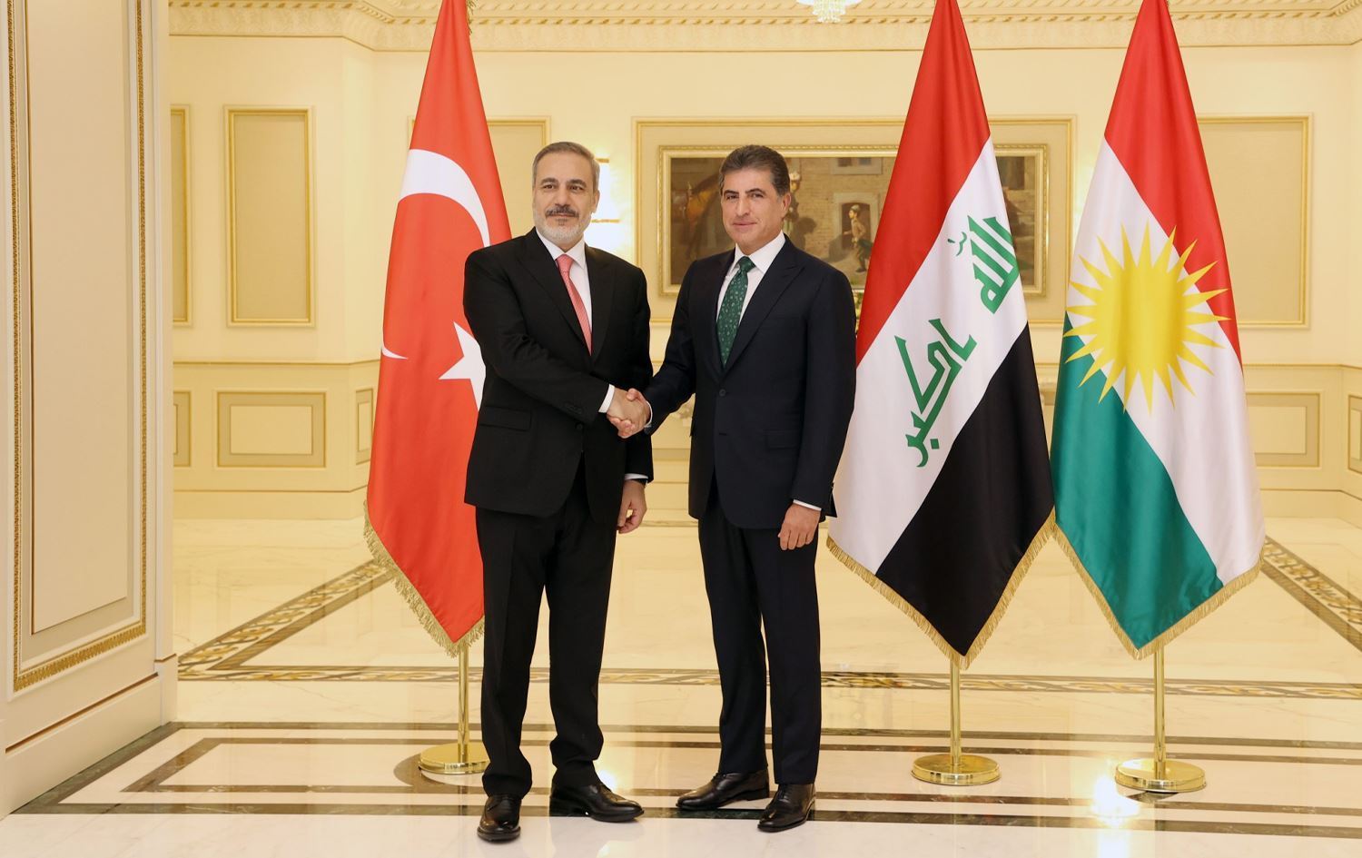 نێچیرڤان بارزانی، سەرۆکی هەرێمی کوردستان و هاکان فیدان، وەزیری دەرەوەی تورکیا