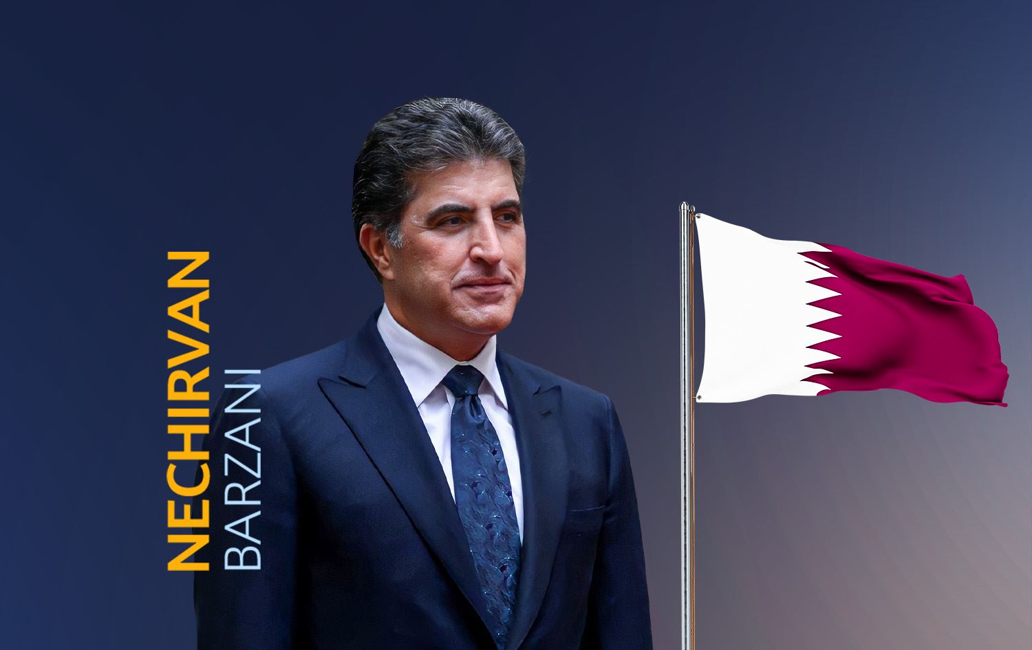 صورة لنيجيرفان بارزاني وعلم قطر