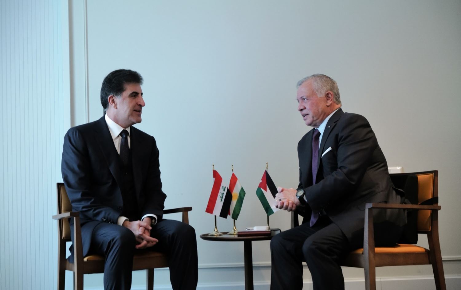 Ürdün Kralı II. Abdullah (sağda) Başkan Neçirvan Barzani'ye destek mesajı gönderdi. / Foto: Rûdaw