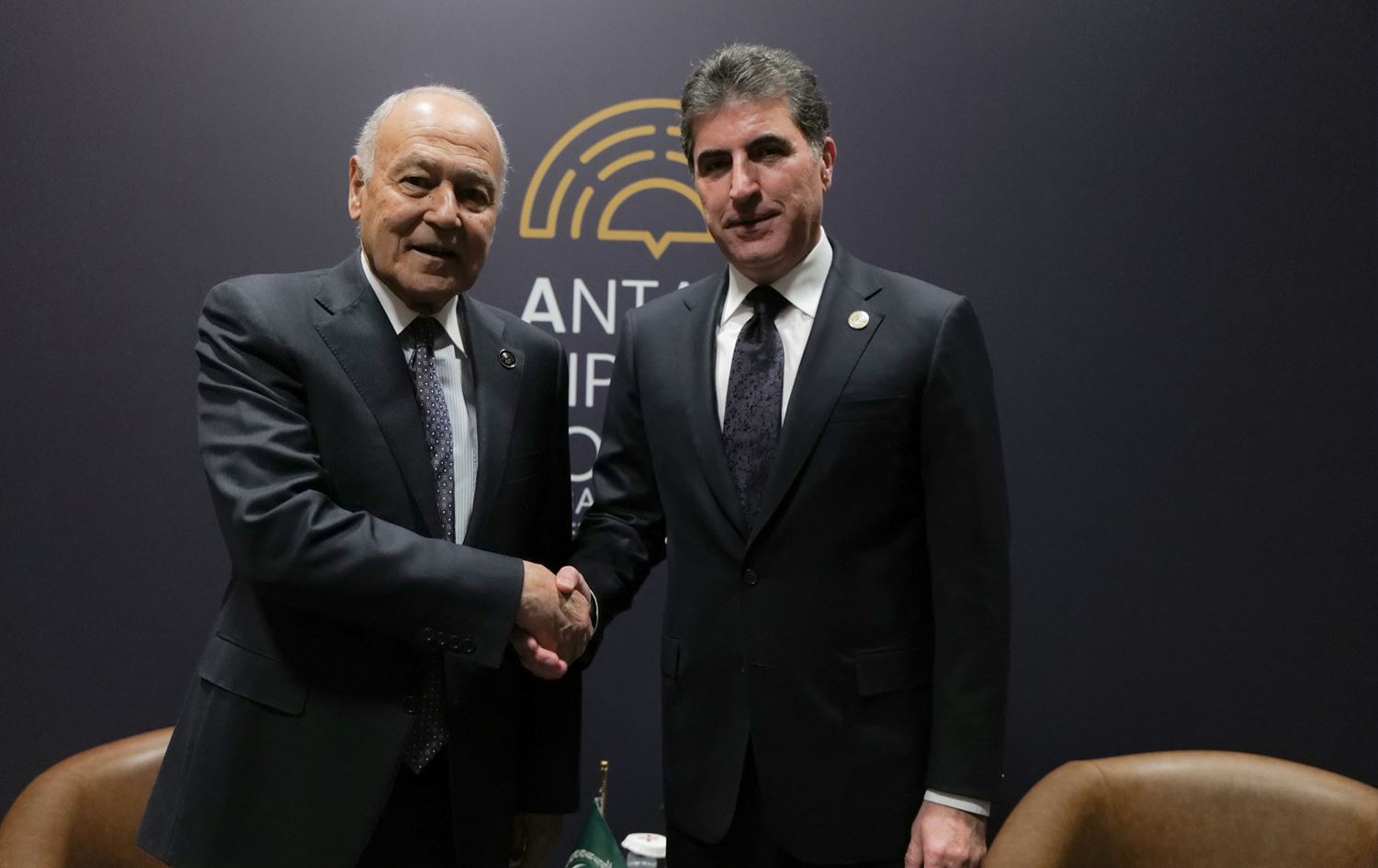 نيجيرفان بارزاني، رئيس إقليم كوردستان، وأحمد أبو الغيط، أمين عام جامعة الدول العربية