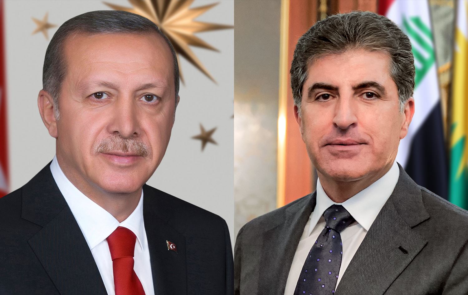 نيجيرفان بارزاني، رئيس إقليم كوردستان، ورجب طيب أردوغان، رييس جمهورية تركيا