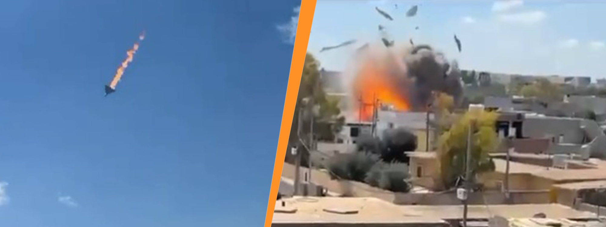 The moment a drone crashed in the Sebiran residential compound in Ebril on March 31, 2026. Photo: Screengrab/ submitted.