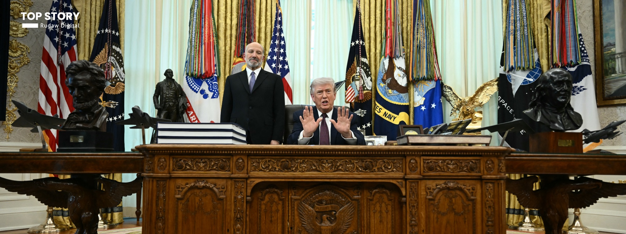 ترەمپ لە ناو جەرگەی دڵەڕاوکێی ئابووری گوتارێک بۆ گەلی ئەمریکا دەدات؛ "ئێران دەگەڕێنینەوە چاخی بەردین"