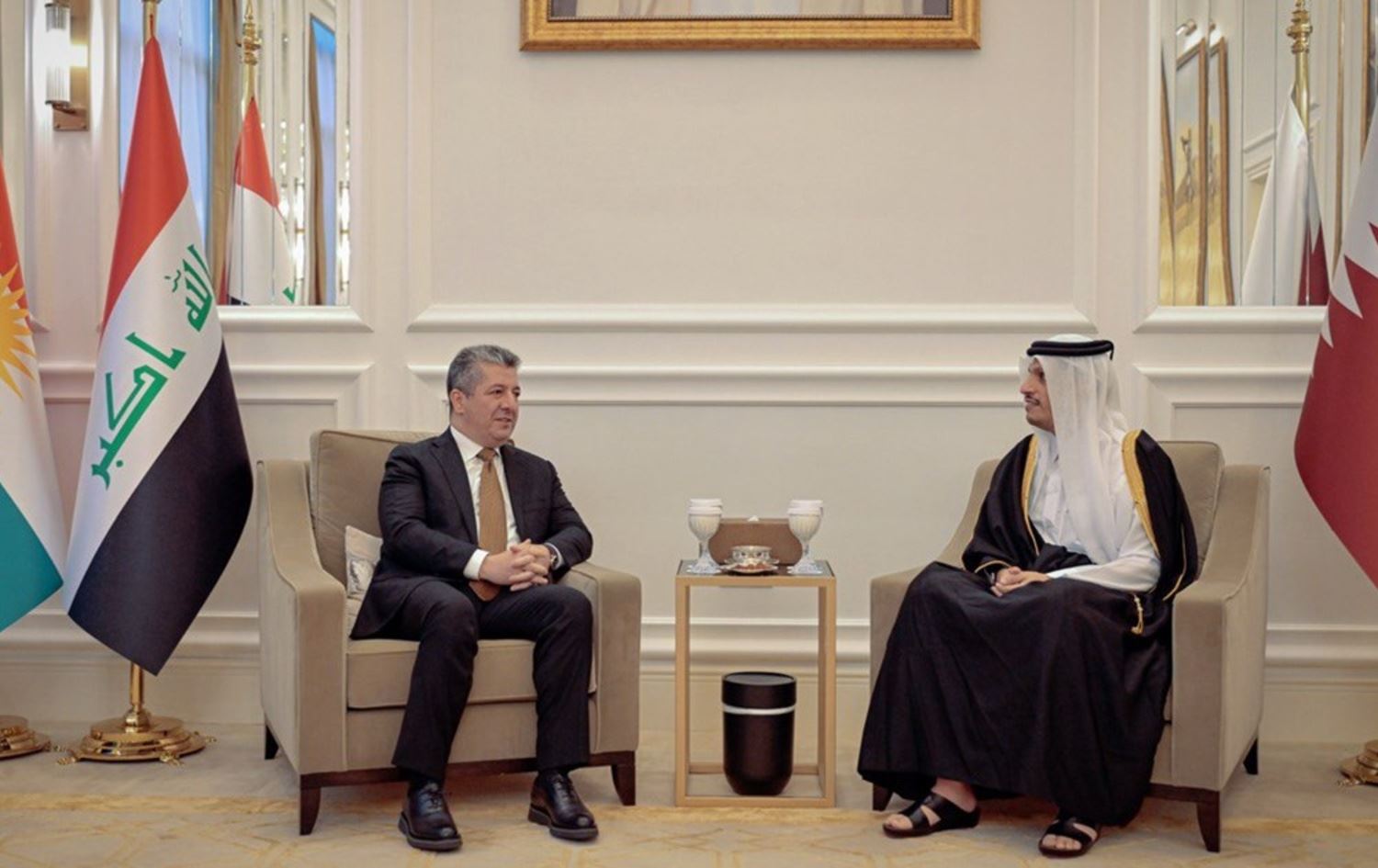 اجتماع مسرور بارزاني ومحمد بن عبد الرحمن آل ثاني - أرشيف