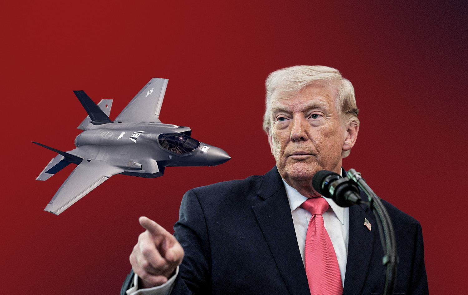 الرئيس الأميركي دونالد ترمب ومقاتلة أميركية