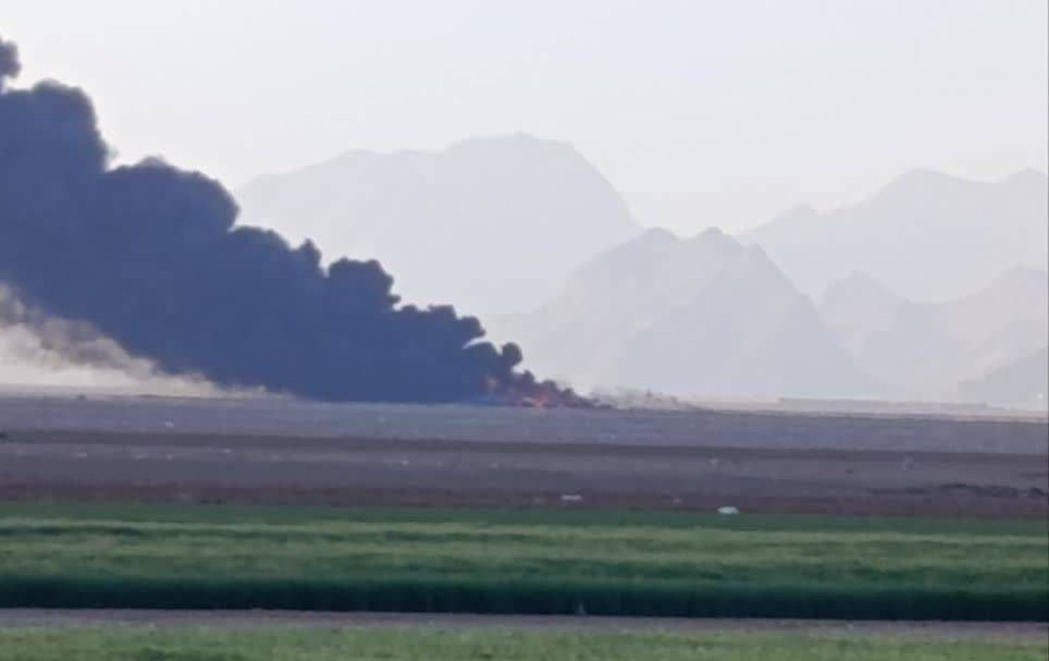 دیمەنی تێکشکانی فرۆکەکە. وێنەکە پەیوەندییە گشتییەکانی سوپای پاسدارانی ئێران بڵاوی کردووەتەوە