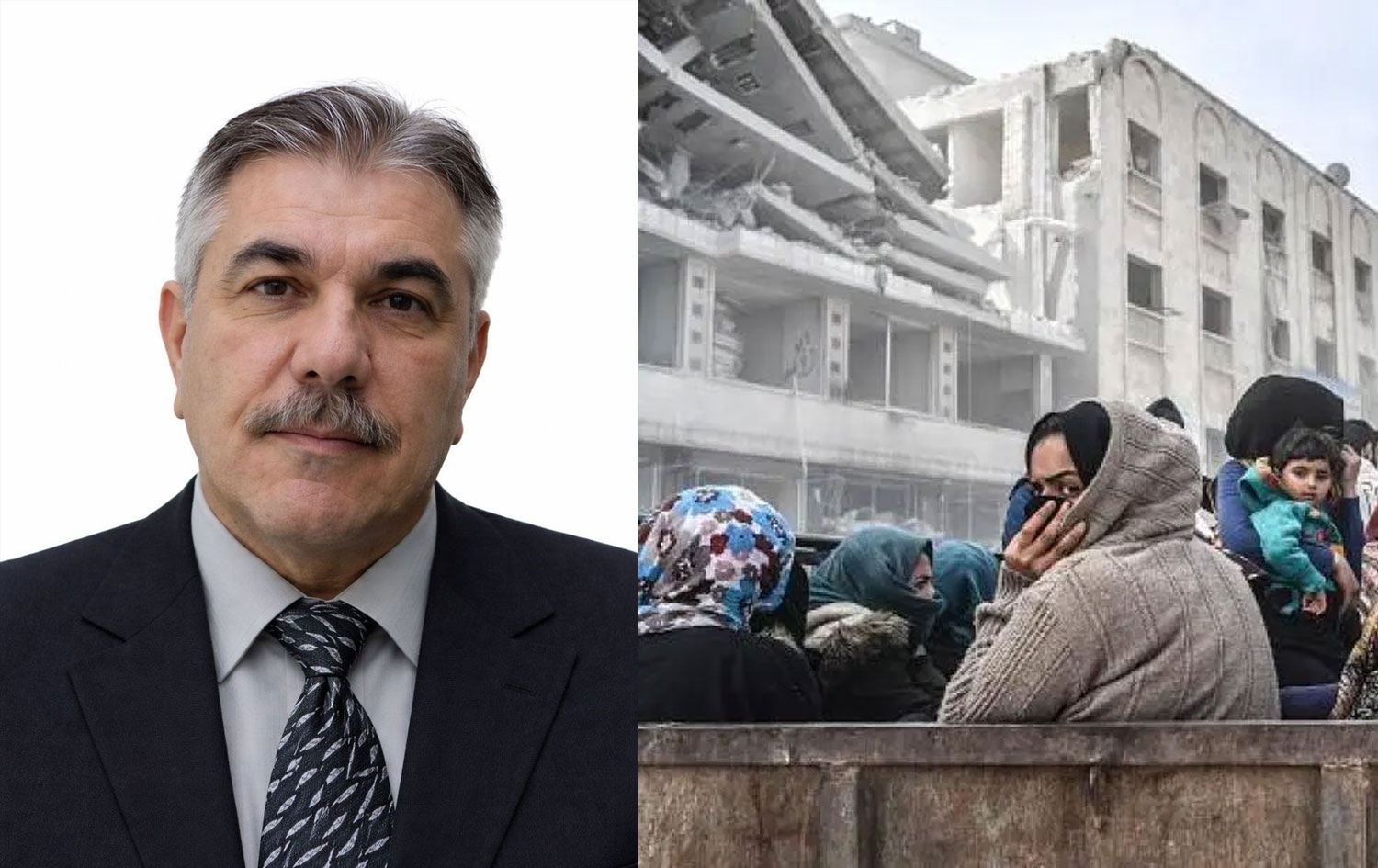 Nûredîn Ehmed û koçberên Efrînî / Wêne: Rûdaw Grafîk