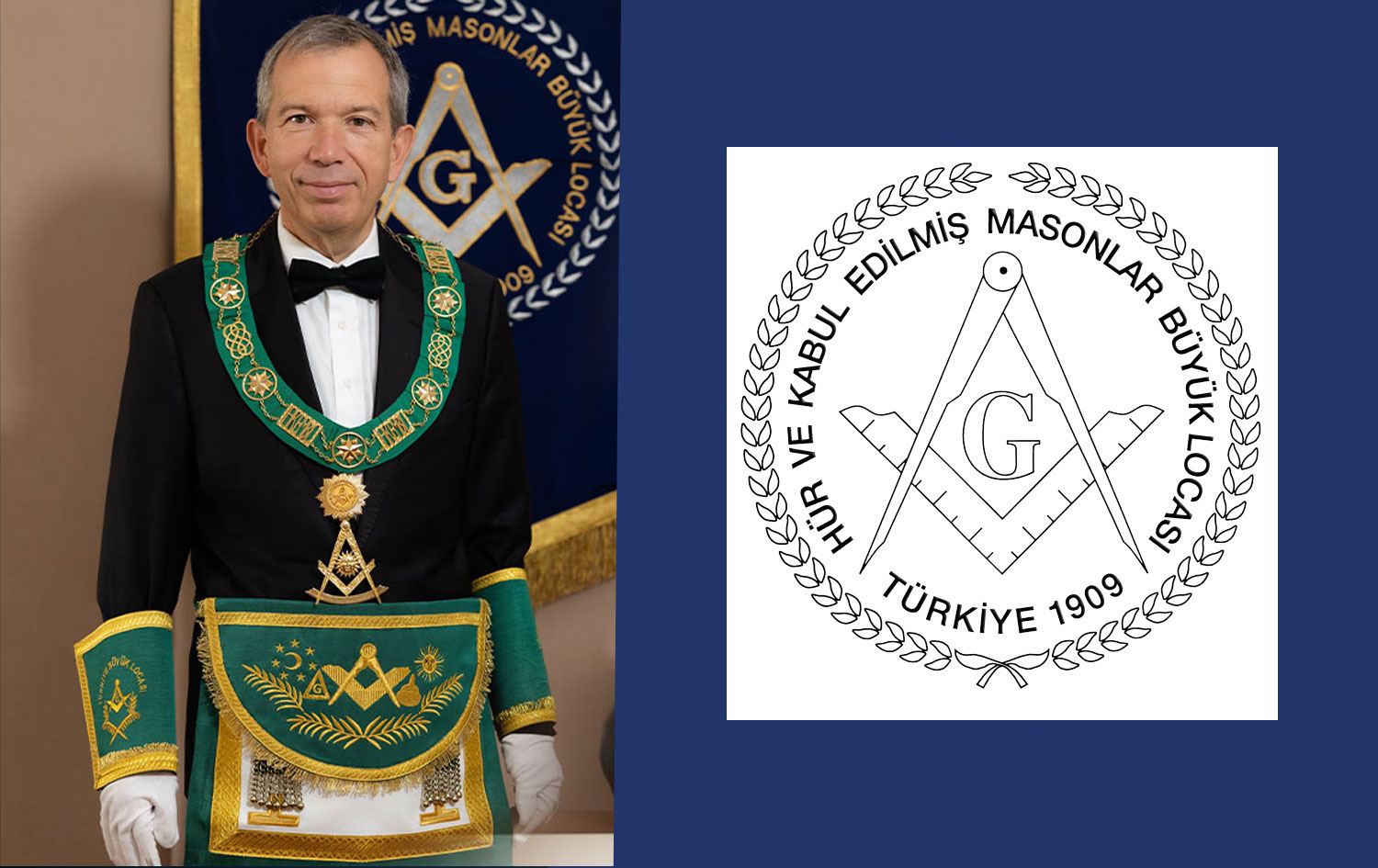 Remzi Sanver ile Masonlar Derneği logosu 