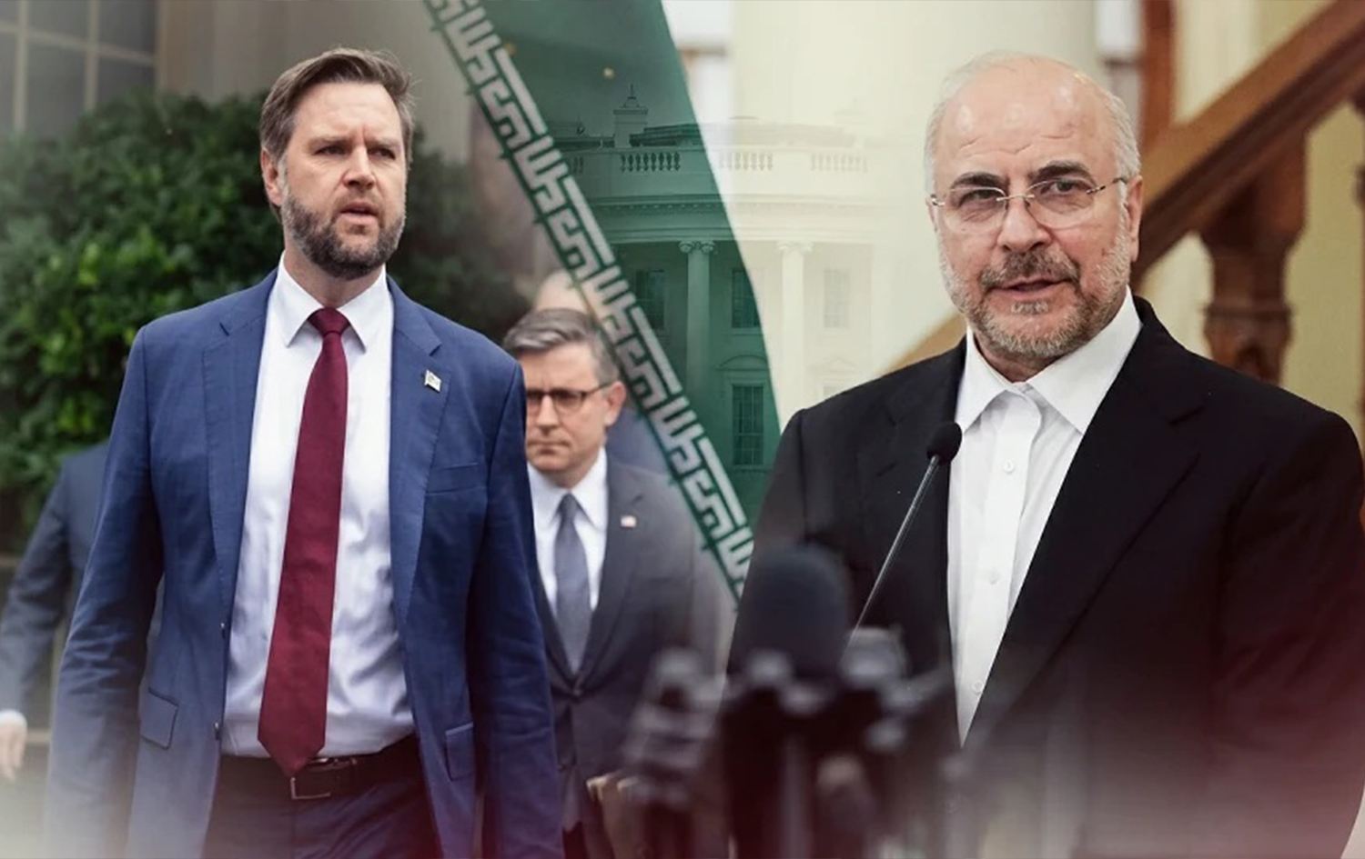 JD Vance û Mihemed Baqir Qalîbaf / Wêne: Rûdaw Grafîk