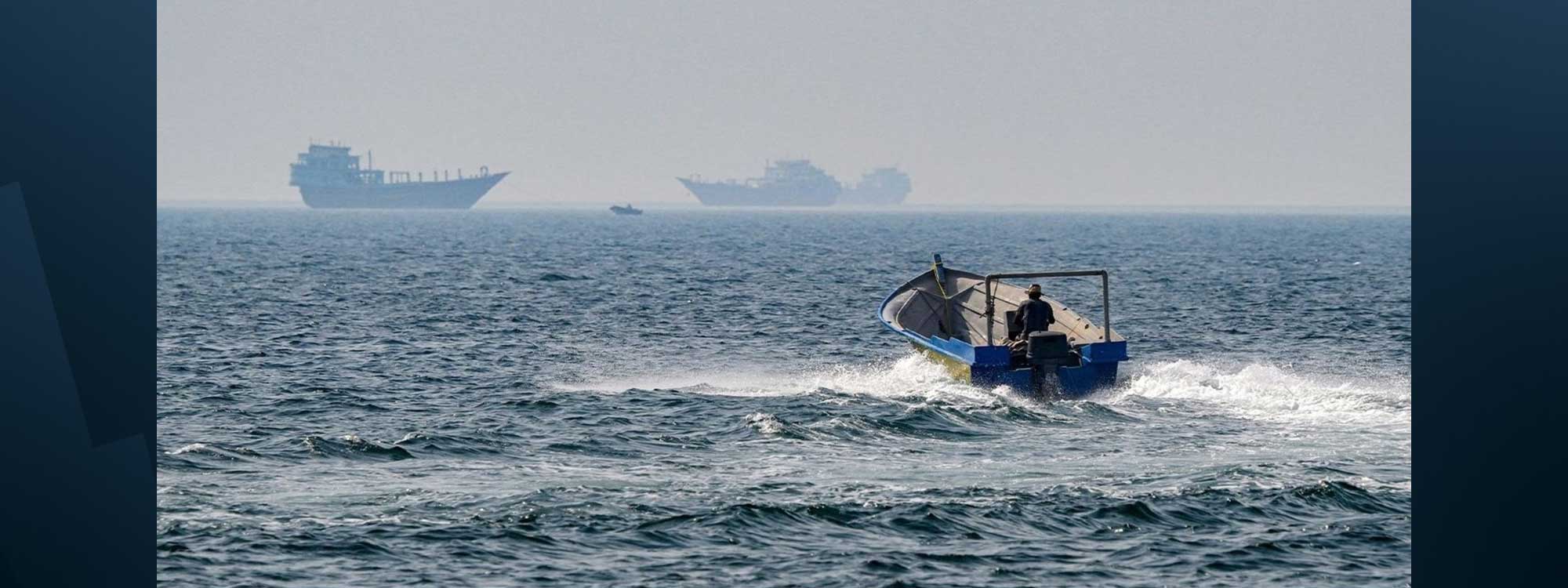 A boat sails in the waters of the Strait of Hormuz off Khasab in Oman’s northern Musandam peninsula on June 25, 2025. Photo: Giuseppe Cacace / AFP