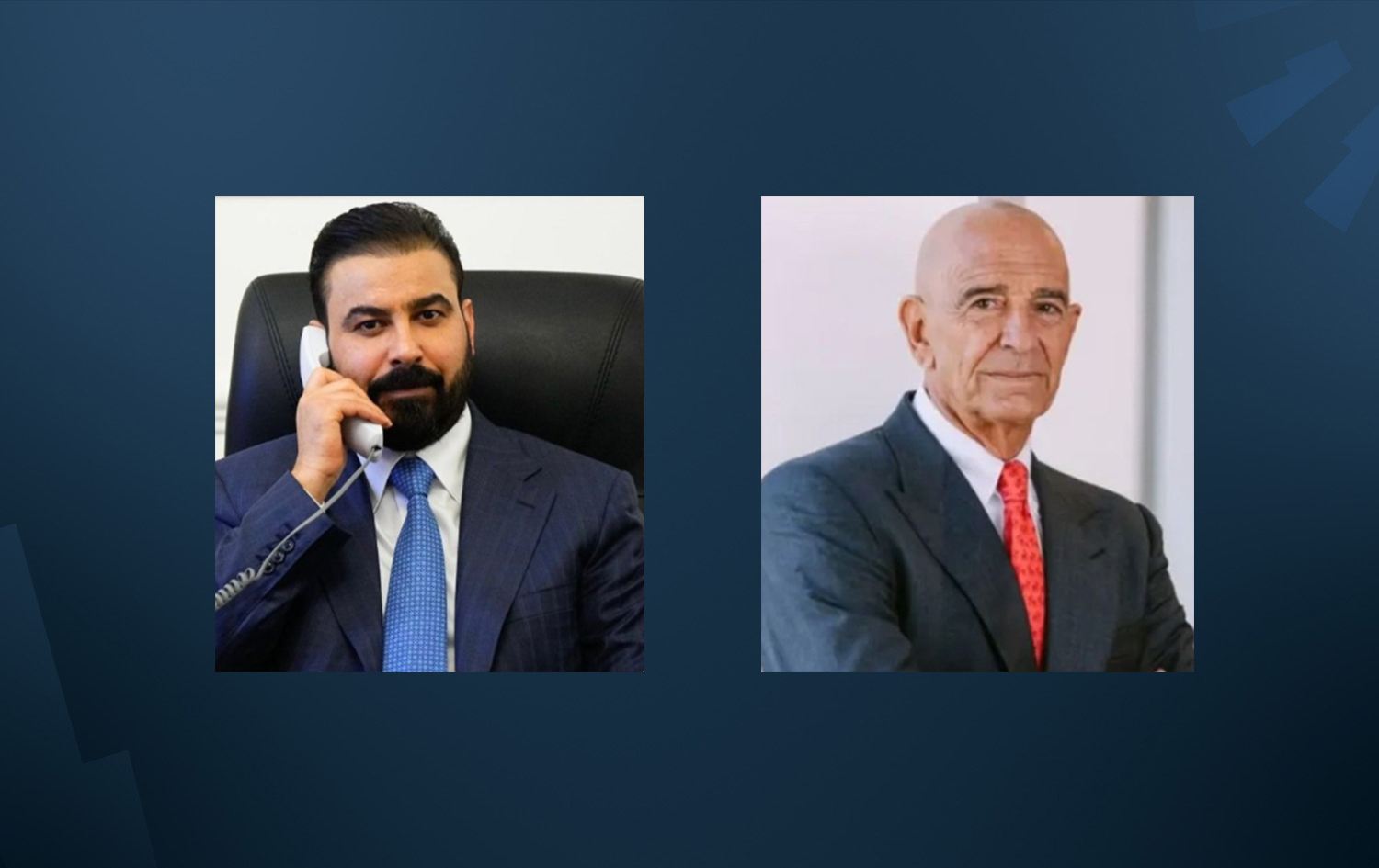 عەلی زەیدی [لای چەپ] و تۆم باراک.