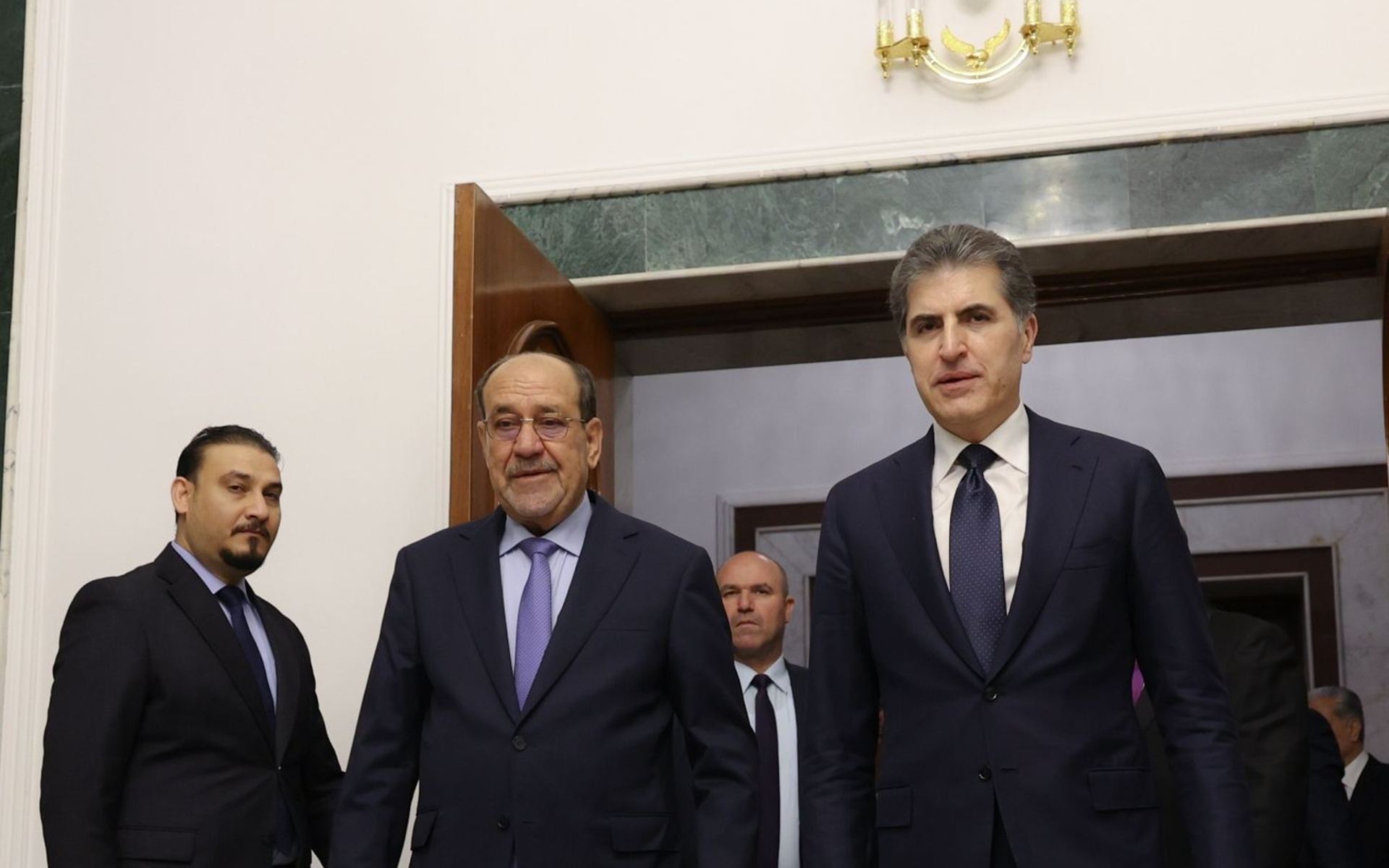 Nûrî Malîkî Nêçîrvan Barzanî pêşwazî kir / Wêne: Rûdaw