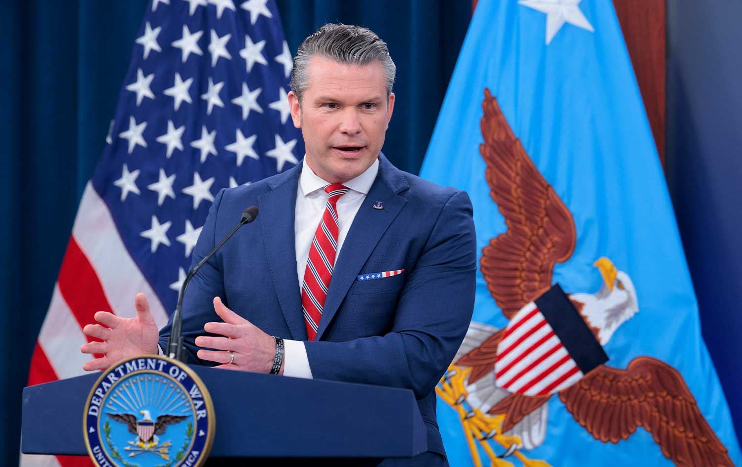 US Secretary of War Pete Hegseth speaks to reporters during a press briefing at the Pentagon on May 05, 2026 in Arlington, Virginia. Photo: AFP