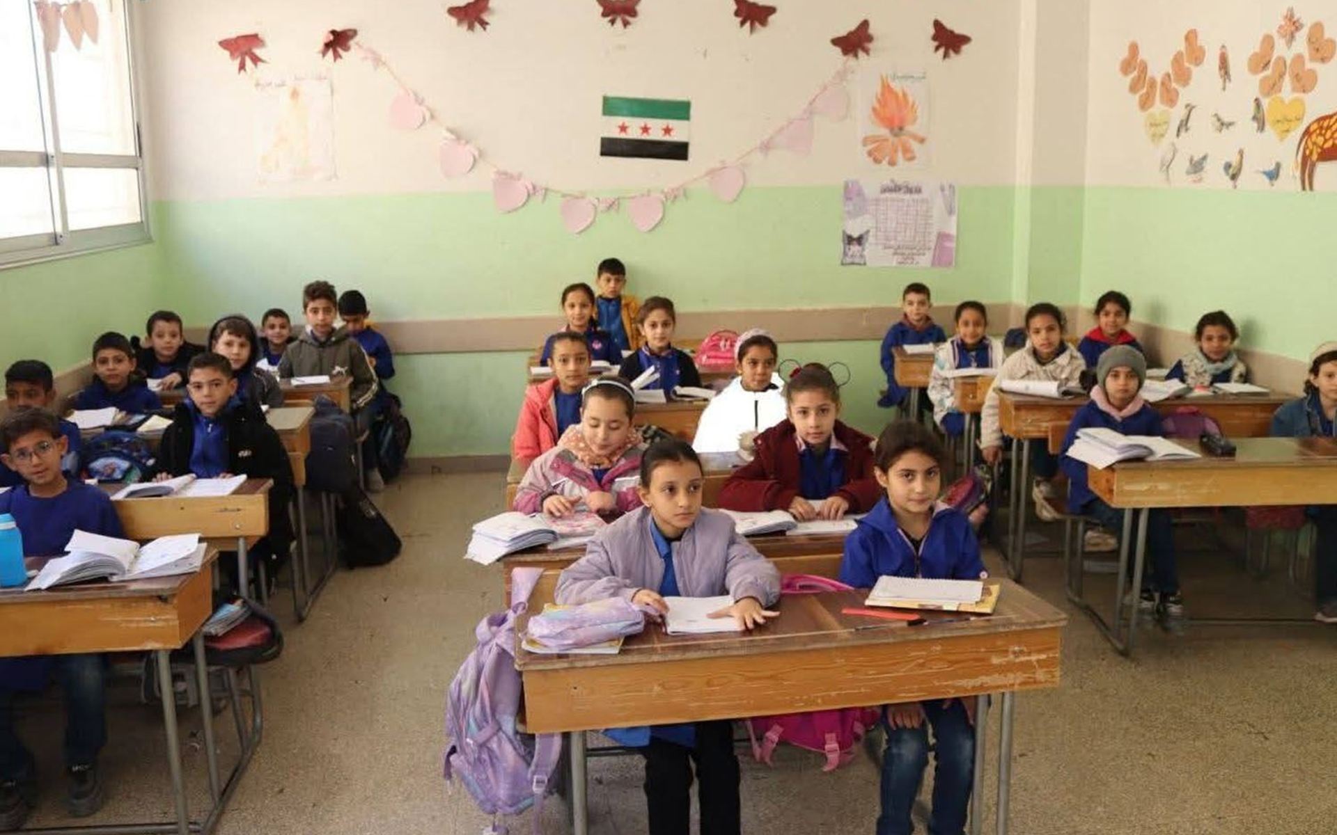 صورة لغرفة صف في مدرسة بسوريا