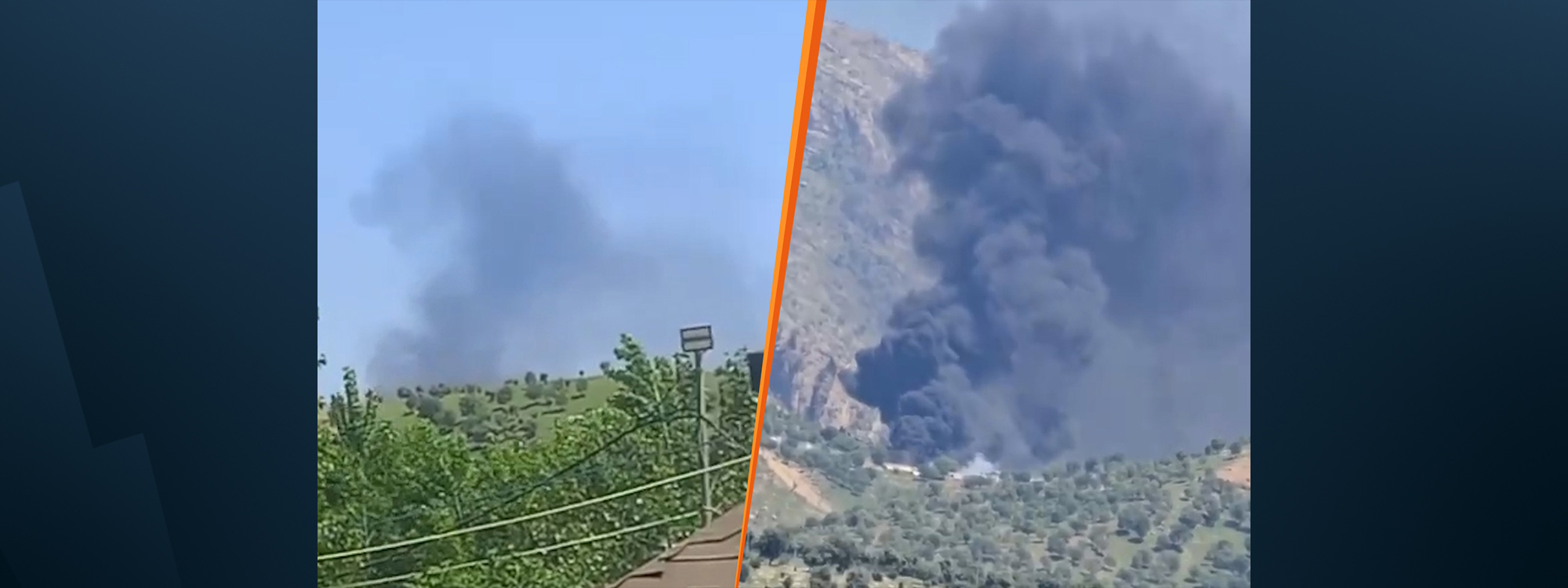 Komala Toilers of Kurdistan position near the town of Khalifan in northeastern Erbil province struck by Iranian missiles on May 10, 2026. Photo: Screengrab/Rudaw