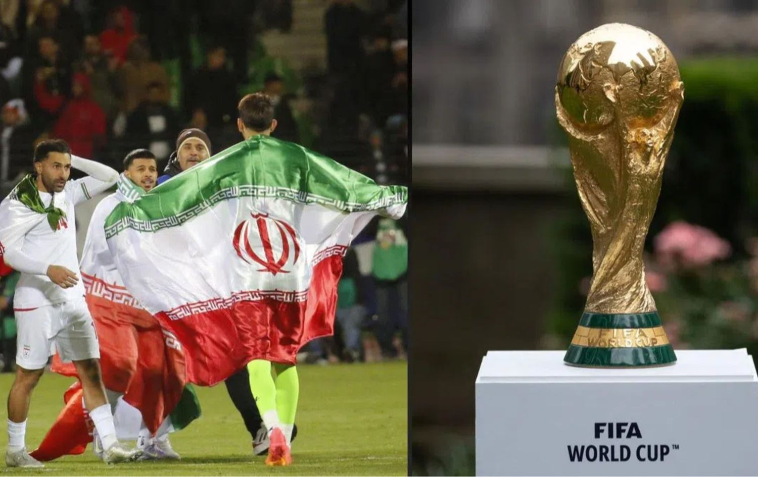 ژمارەیەک یاریزانی هەڵبژاردەی ئێران لەگەڵ کاسی پاڵەوانێتیەکە