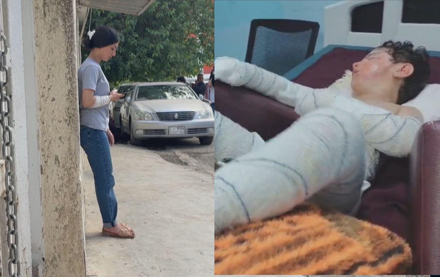من المصابين في حادث انفجار الموبايل بمخيم باريكه بالسليمانية