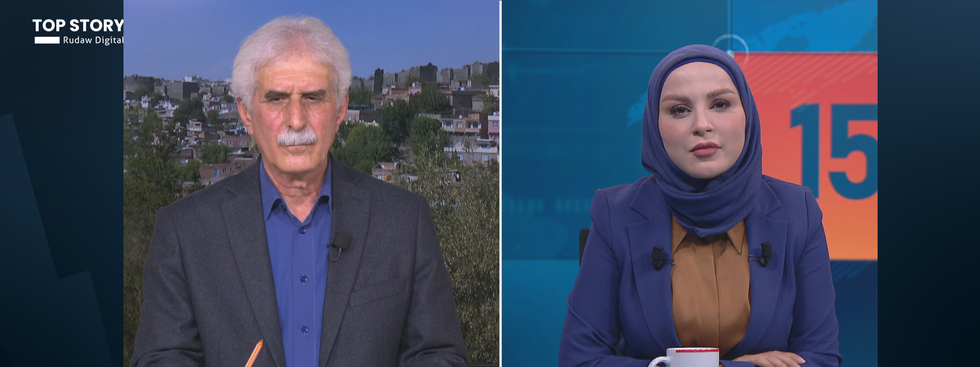 Berdevkê Platforma Zimanê Kurdî Şerefxan Cizîrî bû mêvanê Rûdawê / Wêne: Rûdaw