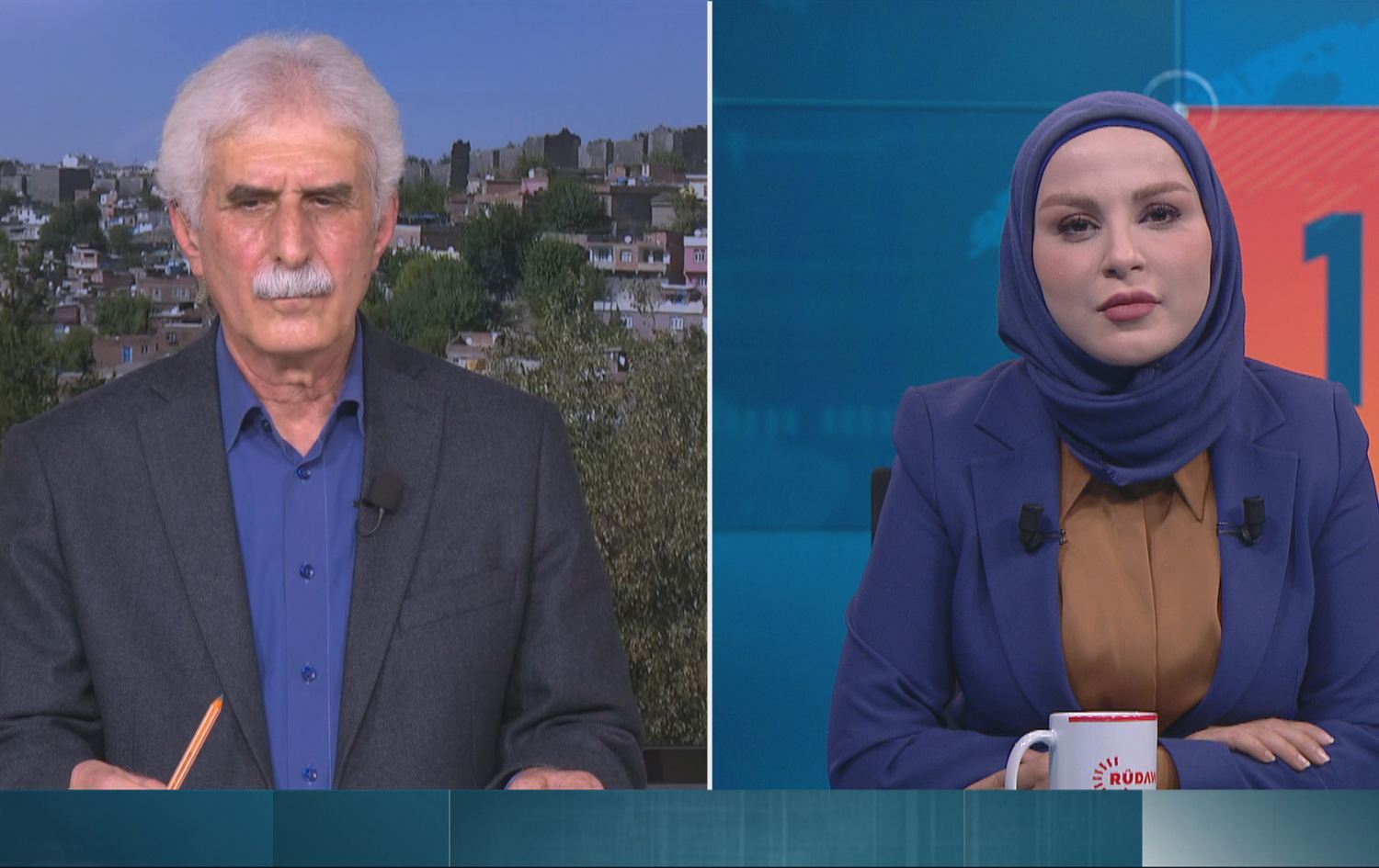 Berdevkê Platforma Zimanê Kurdî Şerefxan Cizîrî bû mêvanê Rûdawê / Wêne: Rûdaw