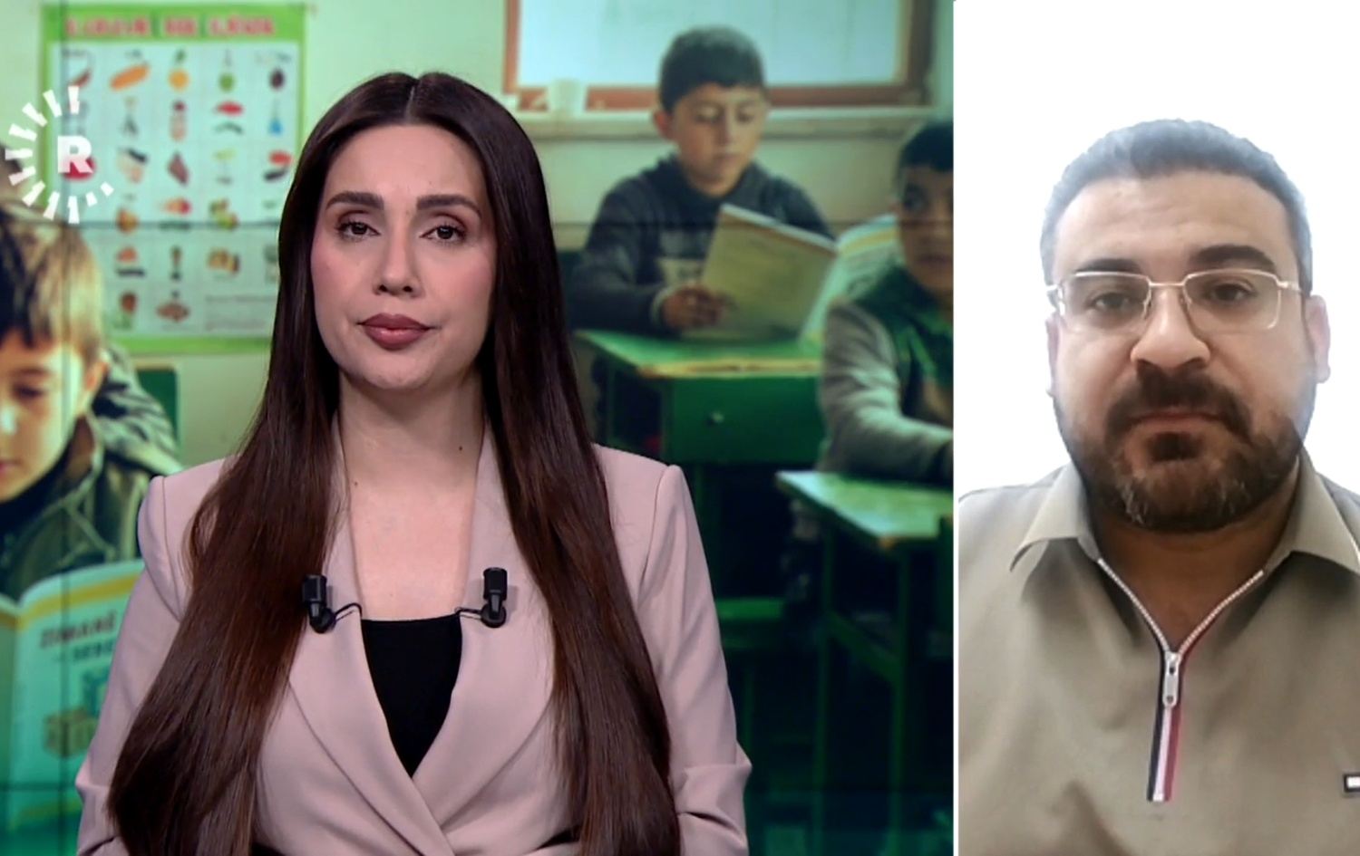 لە راستەوە، عەدنان بەڕی، بەڕێوەبەری پەروەردەی حەسەکە و نالین حەسەن، پێشکێشکاری رووداو