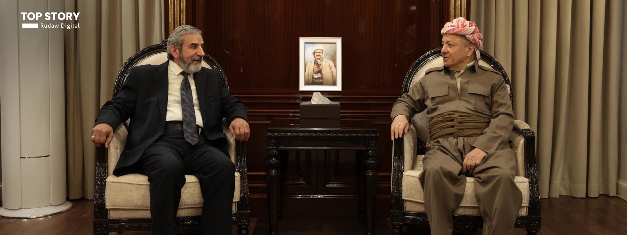 سەرۆک بارزانی و سەڵاحەدین بەهائەدین 'ئاستەنگەکانی بەردەم پرۆسەی سیاسی' تاوتوێ دەکەن